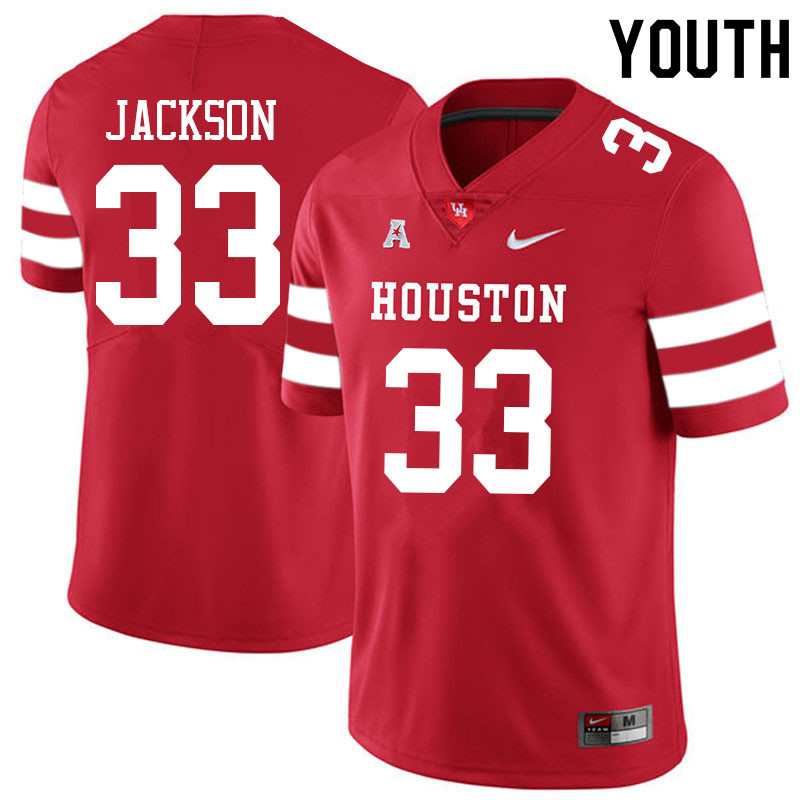 Youth #33 Taijon Jackson Houston Cougars College Football Jerseys Sale-Red - Click Image to Close